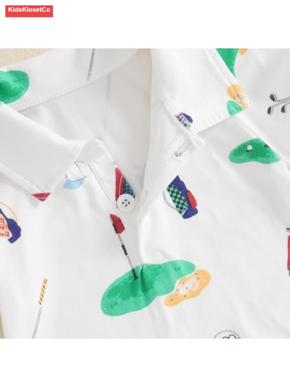 Newborn Baby Boy Golf Romper Short Sleeve Button Up Cotton Blend Jumpsuit - Picture 3 of 5